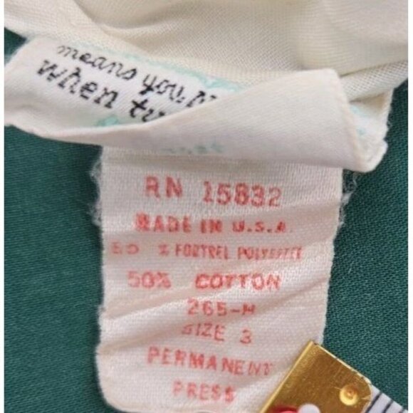 Vintage JC Penney Penn Prest Toddler Circle Dress Green Size 3 Made In USA 15832 - Picture 8 of 8